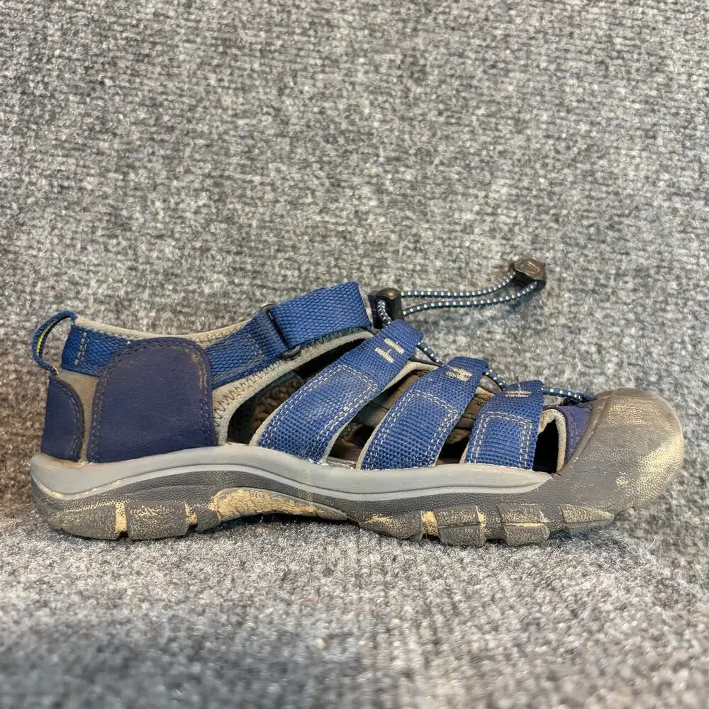 KEEN Newport H2 Kids Water Sandals Blue Yellow Closed Toe Hiking Shoes Size 4